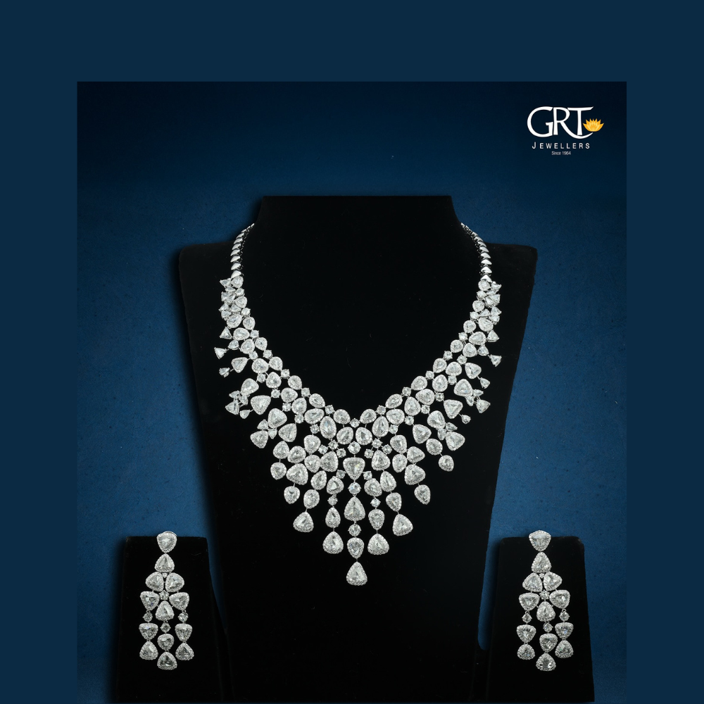 GRT Jewellers Latest Diamond Cascade Set